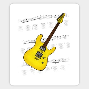 Guitar Tab Electric Guitarist Music Notation Musician (Yellow) Sticker